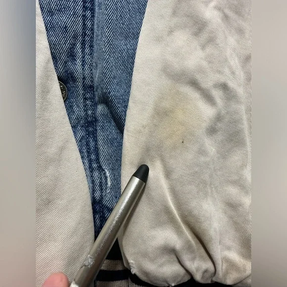 Vintage Route 66 Bomber Varsity Denim & Khaki Two-Tone Jacket XXLARGE 90s XXL - Picture 6 of 16